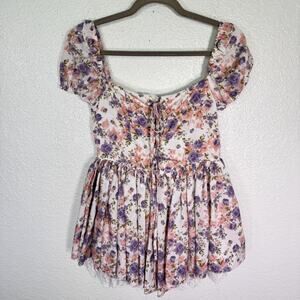 Cider Romper Dress Womens Small Floral Corset Babydoll Coquette Cottagecore S